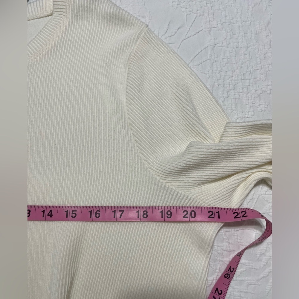 Madewell Ribbed Long Sleeve Knot-Front Top Style K4412 In Ivory Size L Classic - Picture 7 of 14